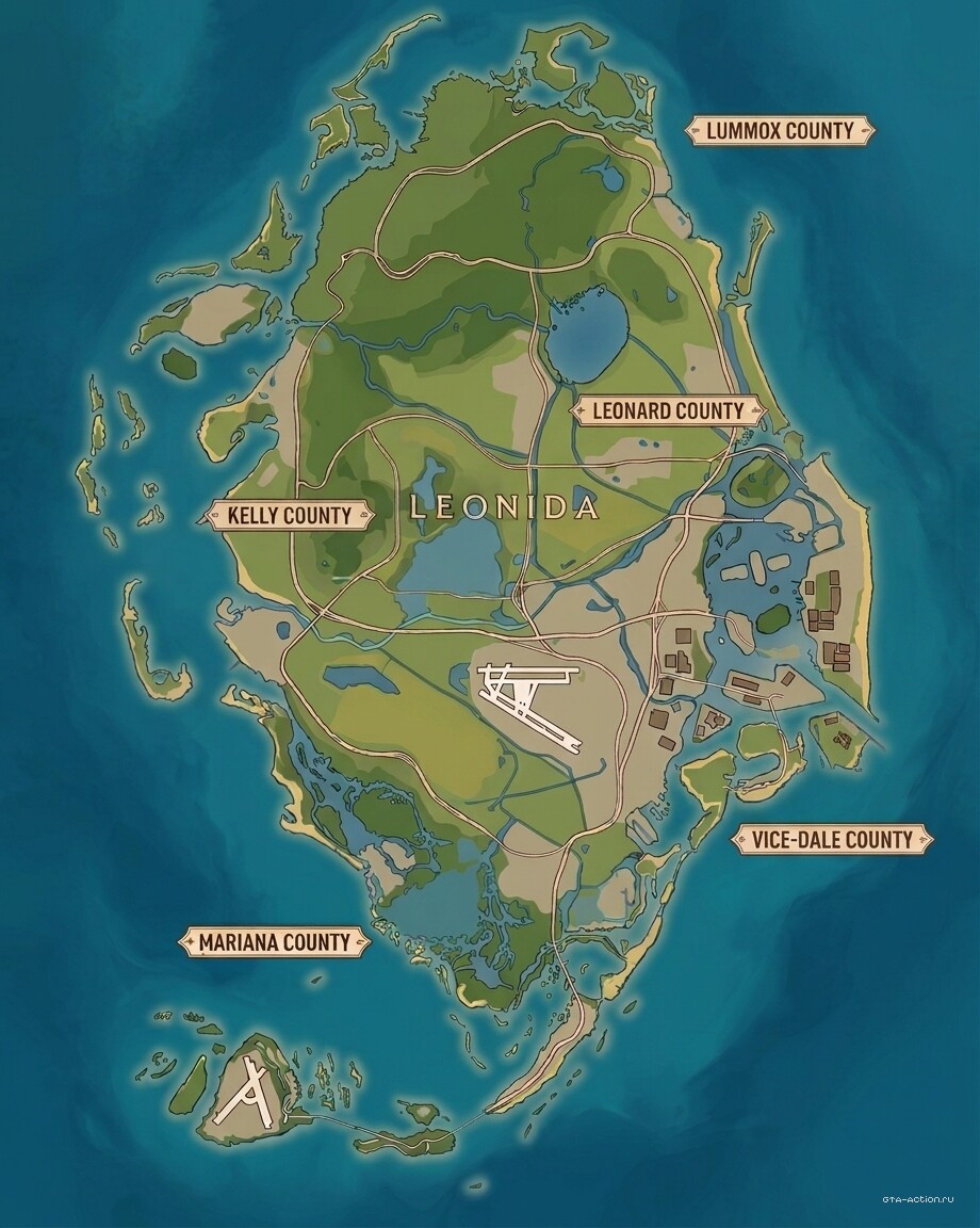 Полная карта Леонида из утечки GTA 6