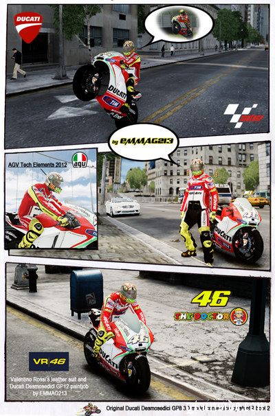 Ducati Desmosedici GP 12 & Valentino Rossi Leathers