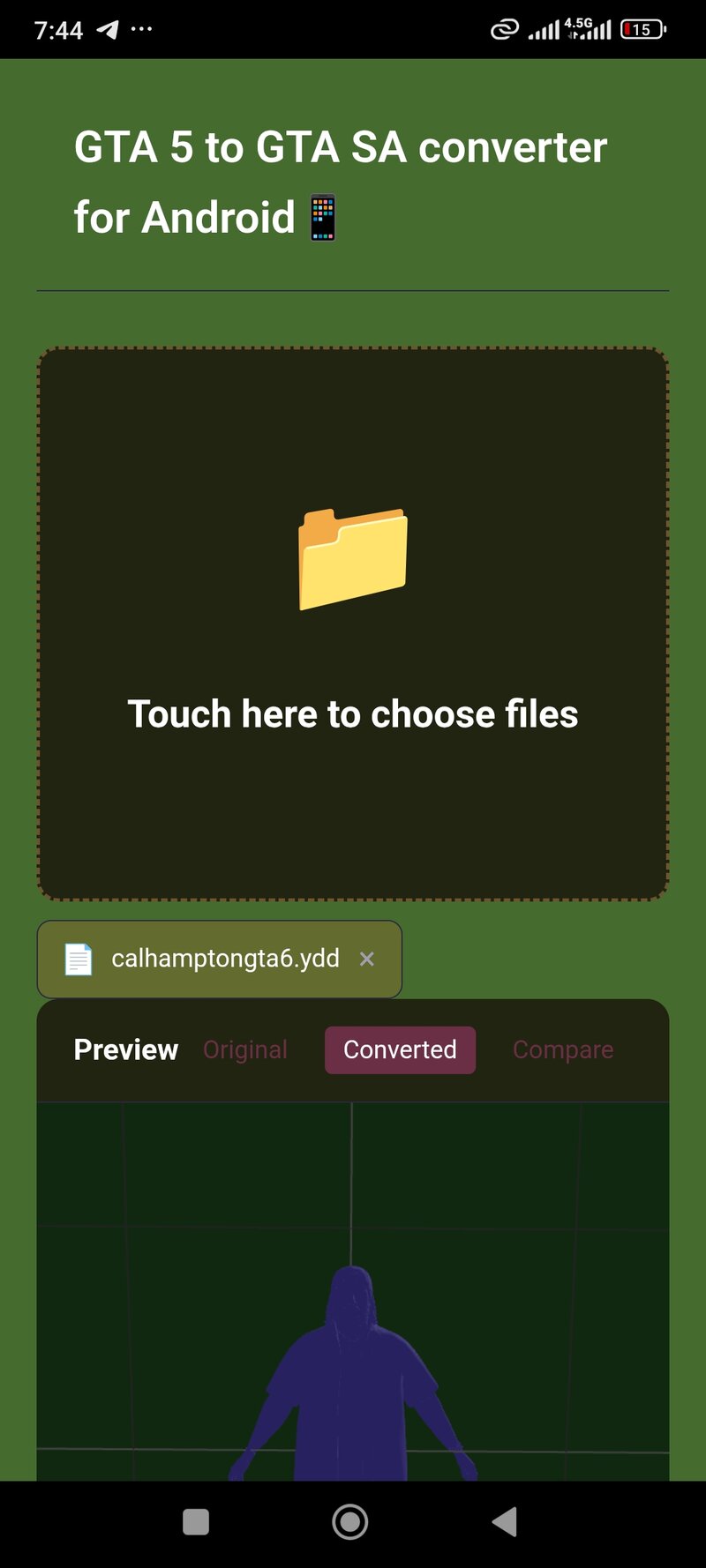 VtoSA (GTA 5 to GTA SA Model and Texture Converter) for Android