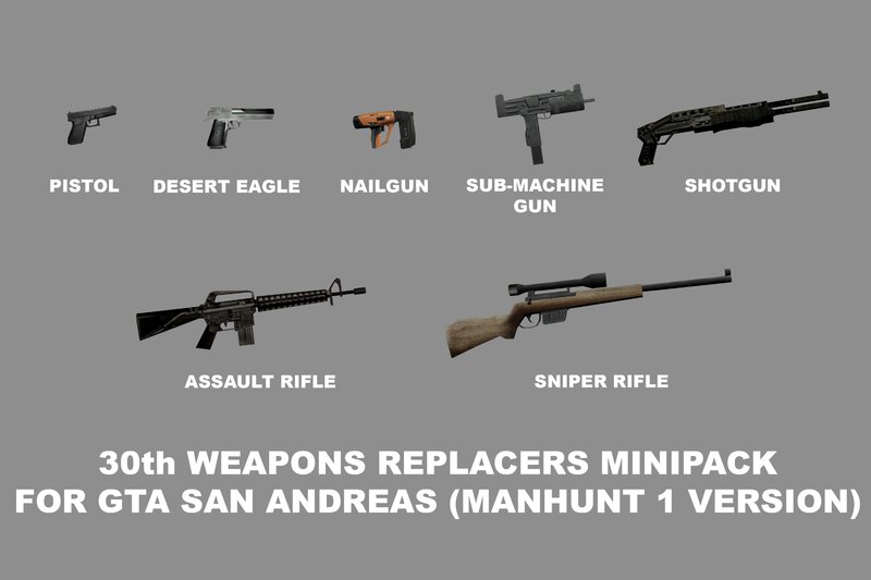 30th Weapons Replacers Minipack (Manhunt 1 Version)