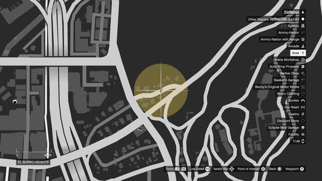 Место цели заказа Мадразо 5 в GTA Online