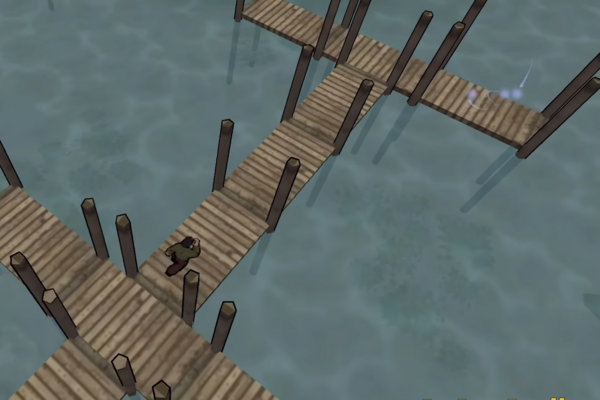 Местоположение #6 возможного Льва Фо в GTA Chinatown Wars, найдено в конце длинного пирса на самой северной точке Медоу Хиллс, Дьюкс