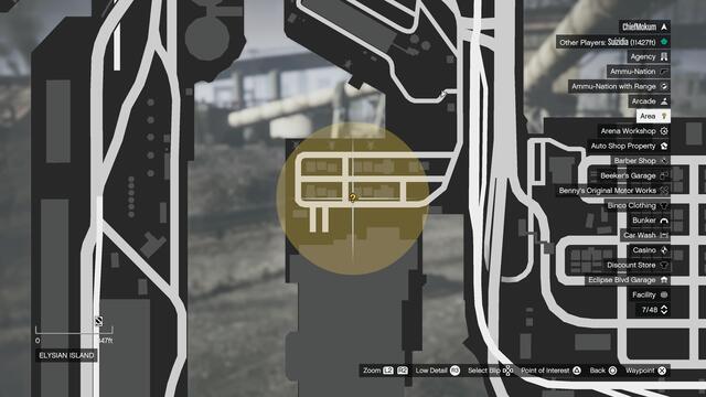 Место цели заказа Мадразо 6 в GTA Online