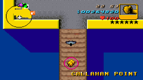 Расположение скрытого пакета №1 в GTA Advance, найденного в 
 Callahan Point