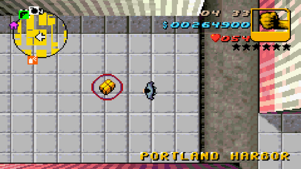 Расположение скрытого пакета №10 в GTA Advance, найденного в 
 Portland Harbor