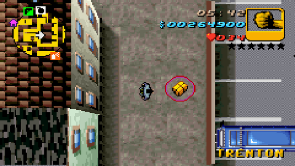 Расположение скрытого пакета №12 в GTA Advance, найденного в 
 Trenton