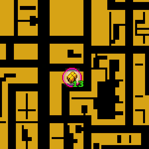 Расположение на карте GTA Advance скрытого пакета №13, найденного в 
 Трентоне