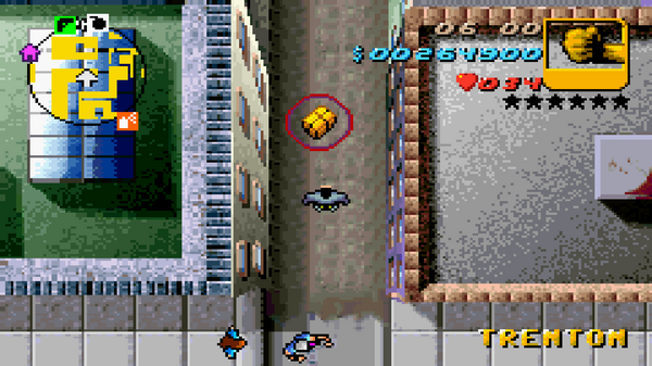 Расположение в GTA Advance скрытого пакета №13, найденного в 
 Трентоне