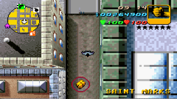 Расположение в GTA Advance скрытого пакета №19, найденного в 
 Сэйнт Маркс