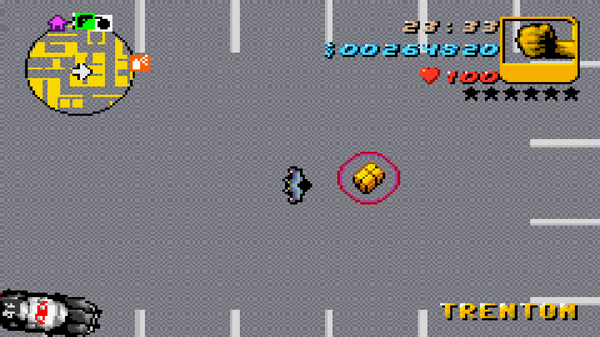 Расположение скрытого пакета №2 в GTA Advance, найденного в 
 Trenton