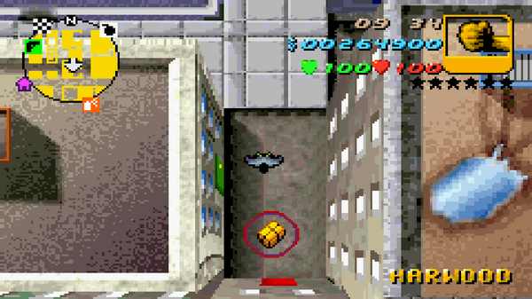 Расположение в GTA Advance скрытого пакета №20, найденного в 
 Харвуде