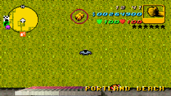 Расположение скрытого пакета №26 в GTA Advance, найденного на пляже Портленд