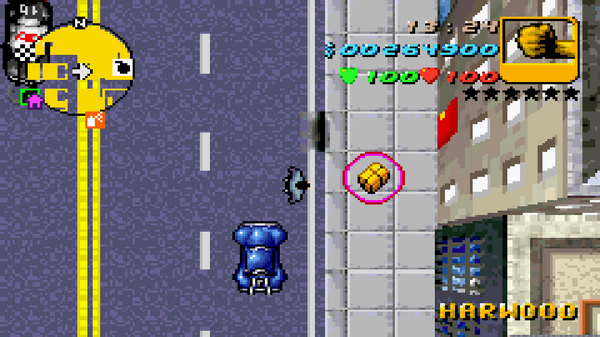 Расположение скрытого пакета №28 в GTA Advance, найденного в Харвуде