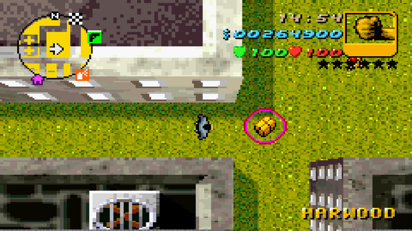 Расположение скрытого пакета №31 в GTA Advance, найденного в Харвуде