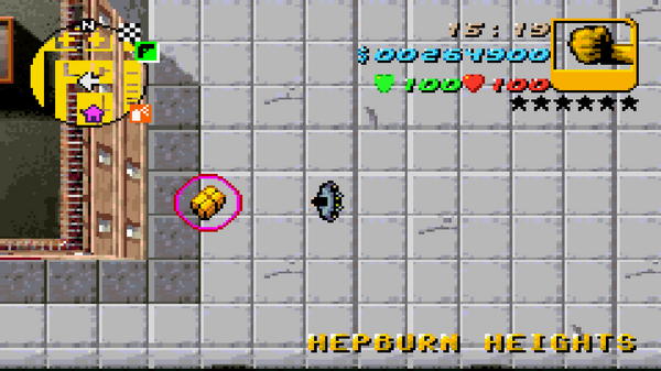 Расположение скрытого пакета №32 в GTA Advance, найденного в Хепберн Хайтс