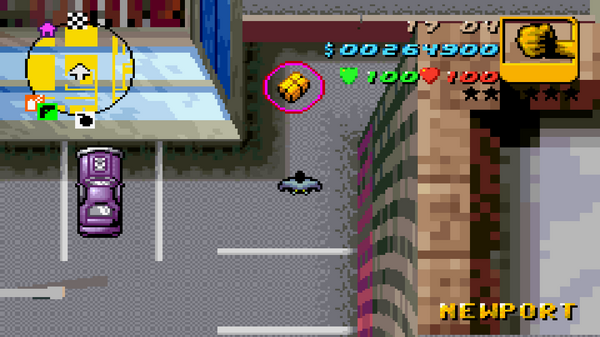 Расположение скрытого пакета №35 в GTA Advance, найденного в Ньюпорте