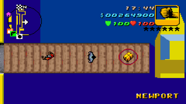 Расположение скрытого пакета №36 в GTA Advance, найденного в Ньюпорте