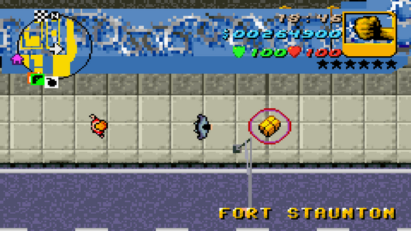 Расположение скрытого пакета №38 в GTA Advance, найденного в Форт Стонтоне