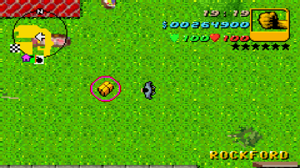 Расположение скрытого пакета №39 в GTA Advance, найденного в Рокфорде