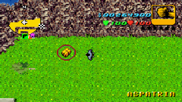 Расположение скрытого пакета №40 в GTA Advance, найденного в Аспатрии