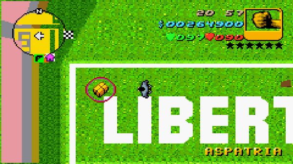 Расположение скрытого пакета №42 в GTA Advance, найденного в Аспатрии