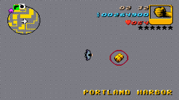 Расположение скрытого пакета №5 в GTA Advance, найденного в 
 Portland Harbor