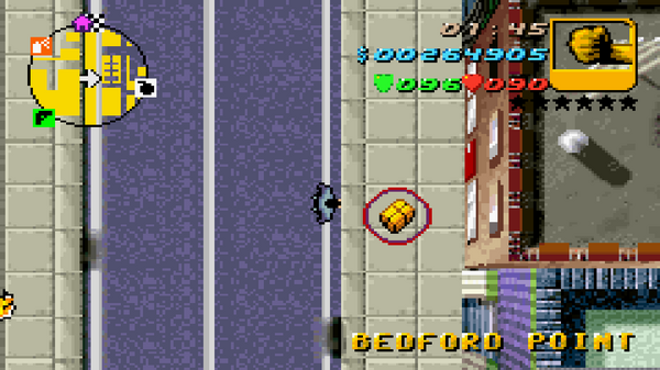 Местонахождение #54 Скрытого Пакета в GTA Advance, найденного в 
 Бедфорд Пойнт