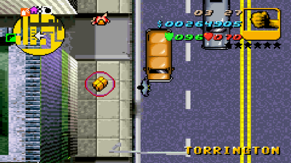 Местонахождение #57 Скрытого Пакета в GTA Advance, найденного в 
 Торрингтон