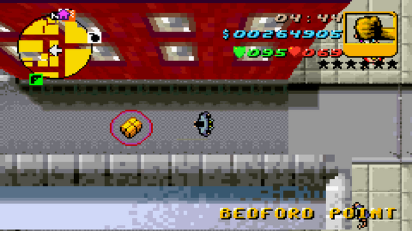 Местонахождение #61 Скрытого Пакета в GTA Advance, найденного в 
 Бедфорд Пойнт