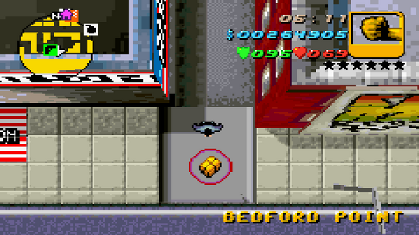 Местонахождение #63 Скрытого Пакета в GTA Advance, найденного в 
 Бедфорд Пойнт