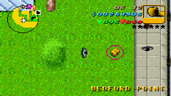 Местонахождение #64 Скрытого Пакета в GTA Advance, найденного в 
 Бедфорд Пойнт