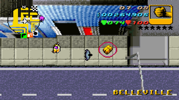 Местонахождение скрытого пакета №68 в GTA Advance, найденного в
Белльвилле