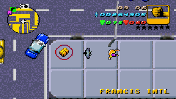 Местонахождение скрытого пакета №70 в GTA Advance, найденного в
Международном аэропорту Фрэнсиса