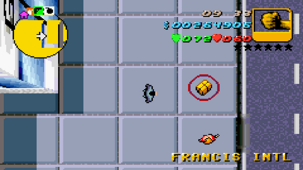 Местонахождение скрытого пакета №71 в GTA Advance, найденного в
Международном аэропорту Фрэнсиса