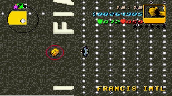 Местонахождение скрытого пакета №74 в GTA Advance, найденного в
Международном аэропорту Фрэнсиса