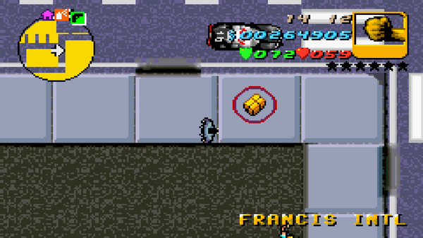 Местонахождение скрытого пакета №77 в GTA Advance, найденного в
Международном аэропорту Фрэнсиса