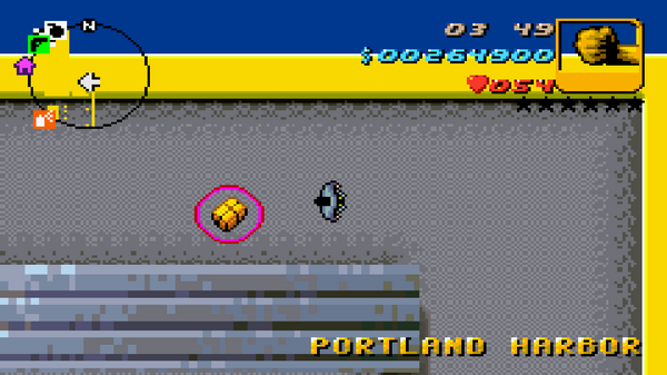 Расположение скрытого пакета №8 в GTA Advance, найденного в 
 Portland Harbor