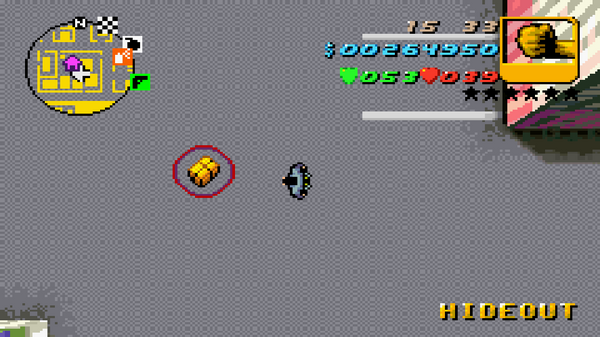 Местонахождение скрытого пакета №81 в GTA Advance, найденного в
Убежище