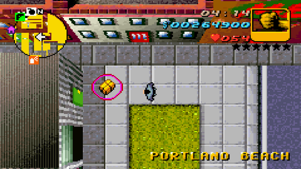 Расположение скрытого пакета №9 в GTA Advance, найденного в 
 Portland Beach