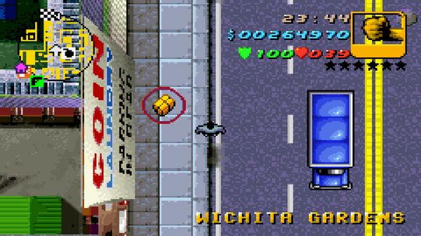 Местонахождение #97 Скрытого Пакета в GTA Advance, найденного в 
 Wichita Gardens