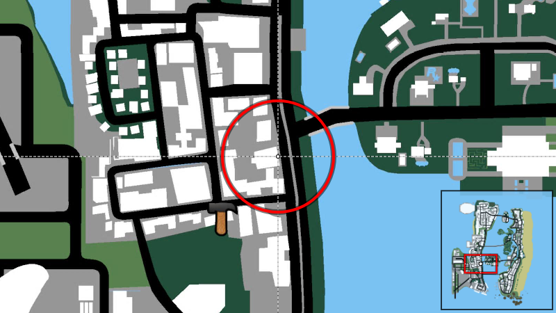 Фабрика мороженого Cherry Popper - Местоположение на карте в GTA Vice City