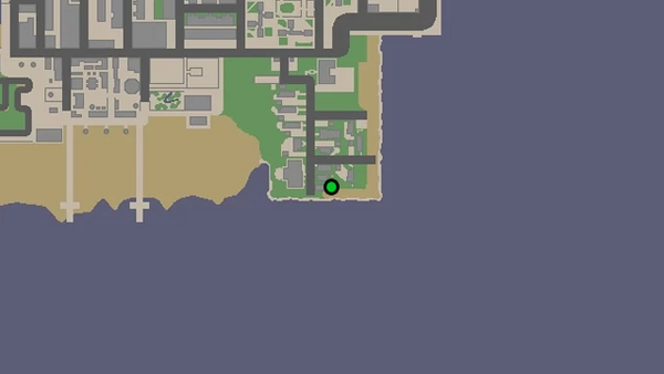 Расположение на карте GTA Chinatown Wars камеры видеонаблюдения №100, которую нужно уничтожить, находится за домом на юге Бичгейта.