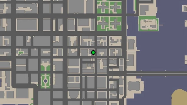 Местоположение на карте GTA Chinatown Wars камеры наблюдения №11 для уничтожения, находится 
                                на низком выступе рядом с желто-красным навесом в Чайнатауне.