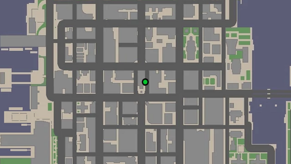 Местоположение на карте камеры безопасности №23 для уничтожения в GTA Chinatown Wars, находится у входа в здание в Стар Джанкшн.