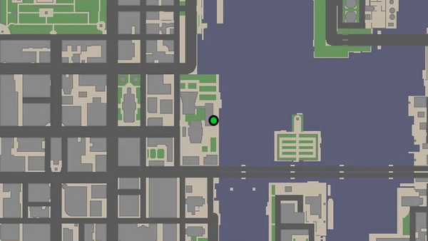 Местоположение на карте камеры безопасности №24 для уничтожения в GTA Chinatown Wars, находится на углу зданий Комитета цивилизации в Хаттон Гарденс.