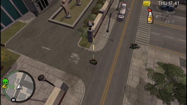 Местоположение камеры безопасности №25 для уничтожения в GTA Chinatown Wars, находится у автомобильного входа в Комитет цивилизации.