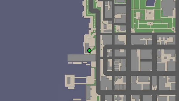 Расположение камеры наблюдения №29 для уничтожения на карте GTA Chinatown Wars, находится на углу пониженной крыши здания в Мидл Парк Вест.