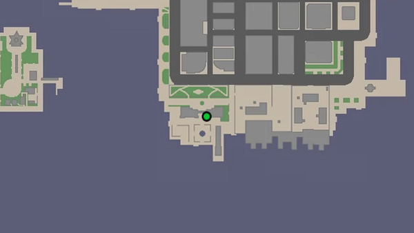 Местоположение на карте GTA Chinatown Wars камеры наблюдения №3 для уничтожения, находится 
                                на крыше здания в Castle Gardens.