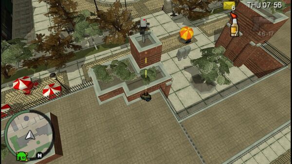 Местоположение камеры наблюдения №3 для уничтожения в GTA Chinatown Wars, находится 
                                на крыше здания в Castle Gardens.