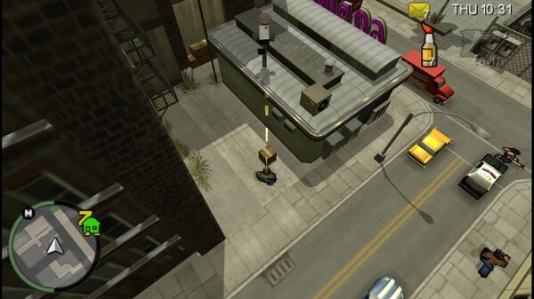 Расположение камеры наблюдения №31 для уничтожения в GTA Chinatown Wars, находится за 60 Diner в Мидл Парк Ист.